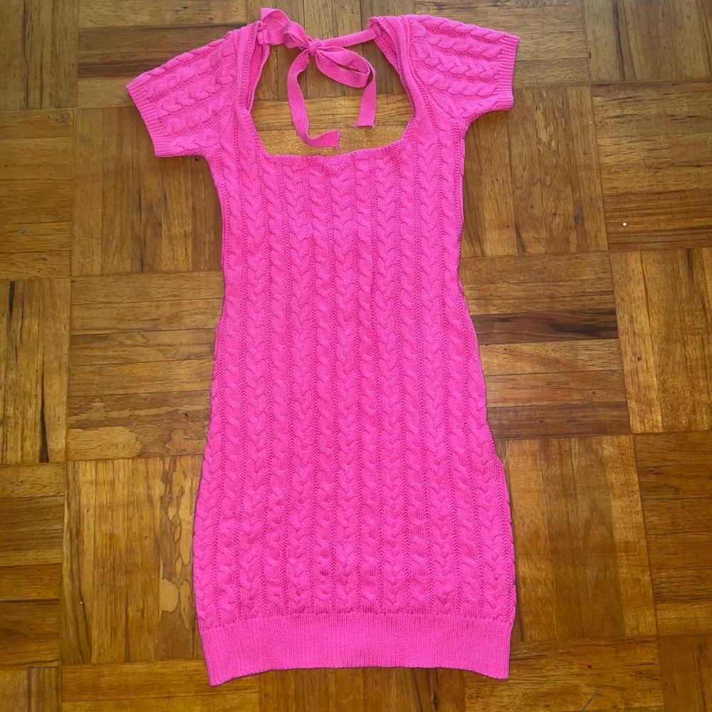 Pink Knit Sweater Dress